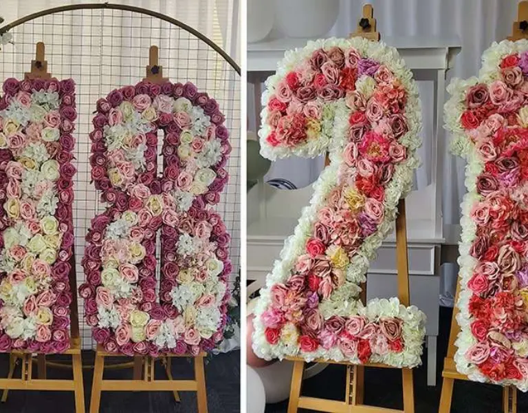 Floral Numbers on Easels For Hire 1.6m High